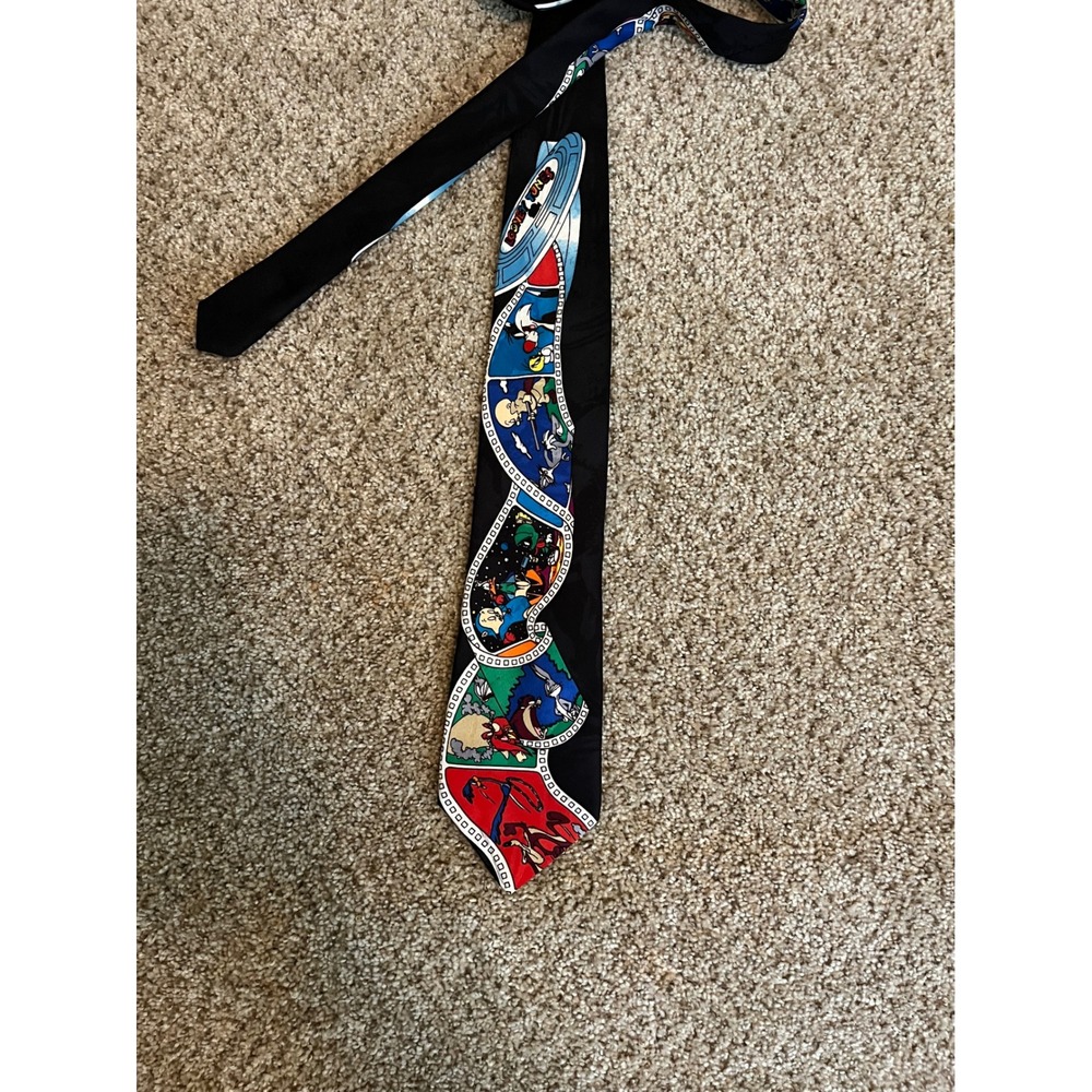 Looney Tunes Mania Men's Necktie OS Black Vintage 1993 Warner Bros Film Strip